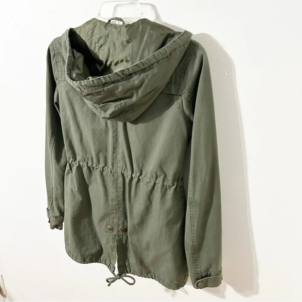 Ambiance Outerwear Cotton Army Green Field Utility Cargo Military Hooded Jacket